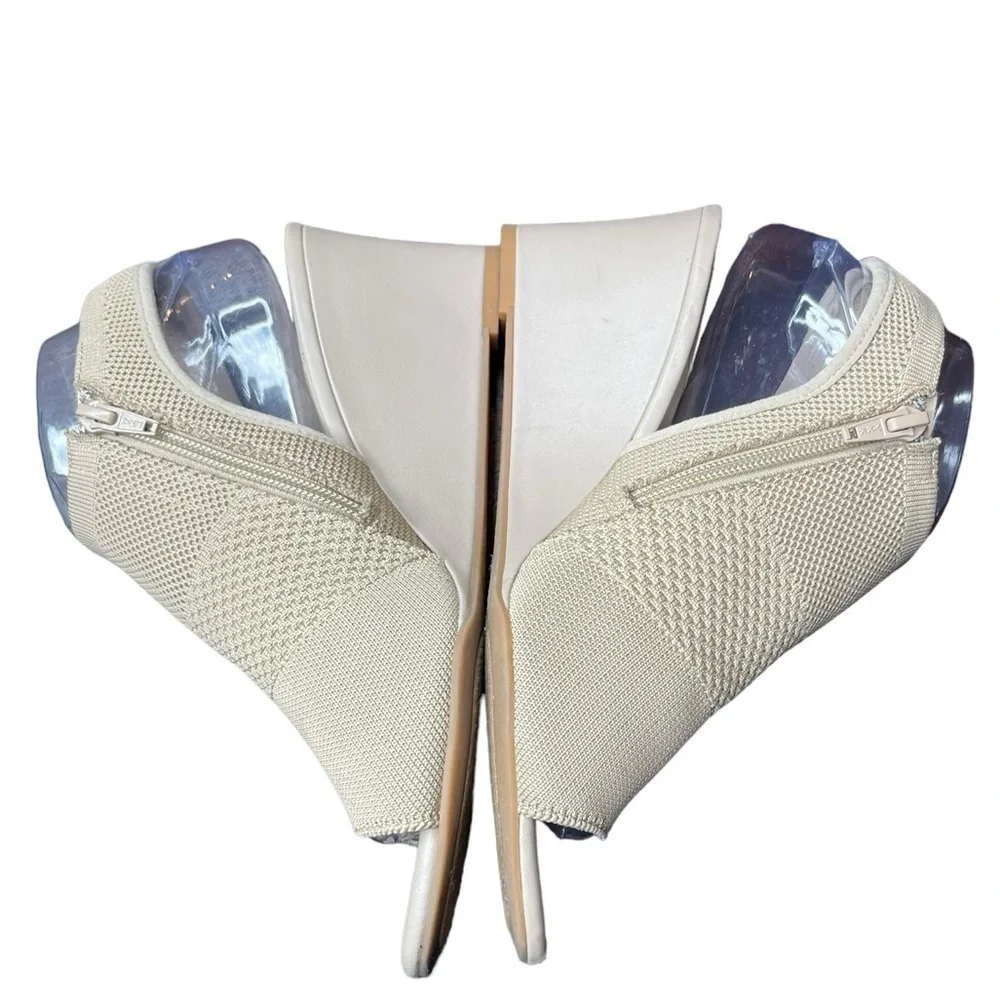 Alex Marie Patti Stretch Knit Wedge Sandals neutral Cream size 9 zip close - Picture 4 of 15